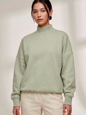 Aritzia TNA CozyAF Fleece Funnel Neck Sweatshirt Sage Green